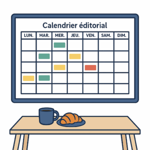 Tableau numérique qui présente un calendrier éditorial.
